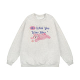 Men Hoodie Autumn and Winter round Neck Sweater Bear Printed Casual Long Sleeve Pullover Loose