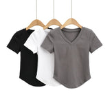 Women T-Shirt Summer V-neck Short Sleeve T-shirt