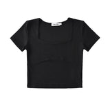 Women T-Shirt Short-Sleeved T-shirt Spring and Summer Solid Color Short Top