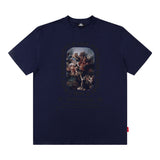 Men T Shirt Summer Retro Portrait Printing round Neck Short Sleeve