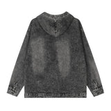 Men Denim Jacket Washed Do the Old Cowboy Sweater Men's Hooded Pullover Coat Loose Top Spring and Autumn