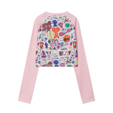 Women Long Sleeve T-Shirt Printed Long Sleeve T-shirt Girls Autumn Casual O-neck Short