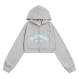 Women Hoodie Short Zipper Cardigan Sweater Autumn Hooded Jacket