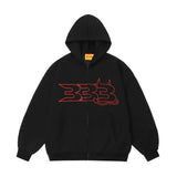 Men Hoodie Cardigan Sweater Men's Spring and Autumn Embroidered Letters Loose Zip Coat