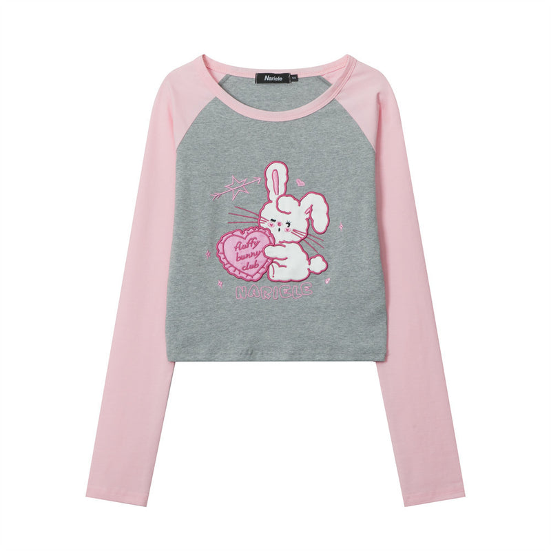 Women Long Sleeve T-Shirt Long Sleeve T-shirt for Girls Fall Color-Blocking Casual Short