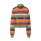 Women Sweater Colorful Striped Stand Collar Sweater Girls' Knitwear Autumn