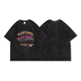 Men T Shirt Vintage Washed and Worn Casual Short Sleeve T-shirt