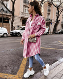 Plaid Trench Coat Autumn and Winter New Mid-Length Houndstooth Women's Printed Wear