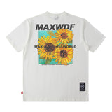 Men T Shirt Sunflower Oil Painting Printed Short-Sleeved T-shirt for Men and Women Couple