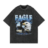 Men's T Shirt Washed Distressed Cross Printed Short-Sleeved T-shirt Men's Loose