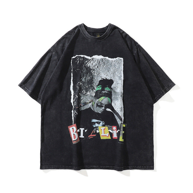 Men T Shirt Billie Eilish Printed Short Sleeve T-shirt Men and Women American Street