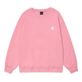 Men Hoodie Pentagram Puff Print round Neck Loose Sweatshirt