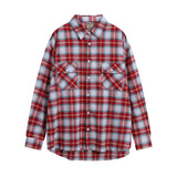 Men Long Sleeved T Shirt Spring and Autumn Plaid Shirt Coat Men's Loose Casual Long Sleeves Shirt