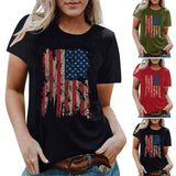 Women Independence Day T Shirt Printed Short-Sleeved Top Female Summer