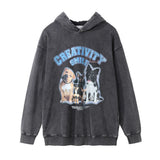 Men Hoodie Hooded Sweaters Menswear Washed and Worn Loose Pullover