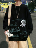 Men Hoodie Long Sleeve T-shirt Men Hong Kong Style Ins Hip Hop Loose round Neck