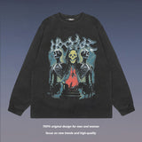 Men Long Sleeve Shirt Printed Washed Long Sleeve Bottoming T-shirt for Men and Women
