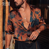 Men Shirt Fall Men's Clothing Loose Printed Long Sleeve Shirt