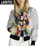 Graffiti Bomber Jacket Baseball Uniform Female Print