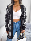Plaid Trench Coat Ins Style Autumn and Winter Plaid Casual Cardigan Sweater Coat