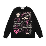Men Long Sleeve Shirt Graffiti Letter Printed Long Sleeve T-shirt Men and Women Casual All-Matching