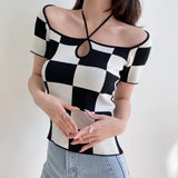 Women T-Shirt Summer Knitted Short-Sleeved T-shirt