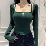 Women Long Sleeve Shirt Vest Short Long Sleeve Top