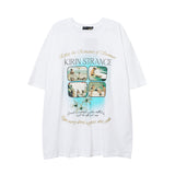 Men T Shirt Hip Hop Vintage Print Short Sleeves T-shirt Men and Women Casual