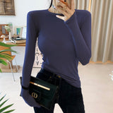 Women Long Sleeve Shirt round-Neck Comfortable Tight Bottoming Shirt for Women