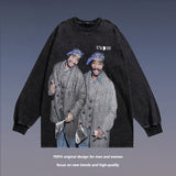 Men Long Sleeve Shirt Vintage Long Sleeve Vintage Bottoming T-shirt Men and Women Vibe