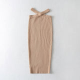 Women Skirt Vintage Waist Knitted Dress Slimming Skirt