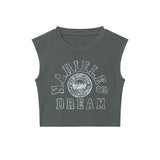 Women Vest Ultra Short Letter Print Vest Women's Hip Hop Summer round Neck Sleeveless