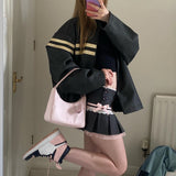 Women Skirt Pleated Skirt Striped Low Waist Skirt