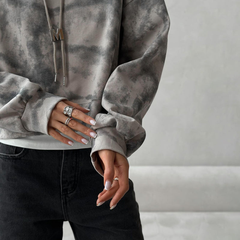 Women Sweatshirt Washed Old Loose Long Sleeve Jacket