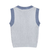 Women Vest Knitted Vest Women's Contrast Color Fit Short Sleeveless Top