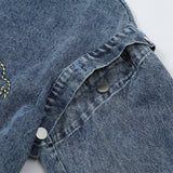 Men Denim Jacket Men's Spring and Autumn Denim Polo Shirt Top