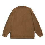 Men Hoodie Simple Embroidered Letter Crew Neck Sweatshirt