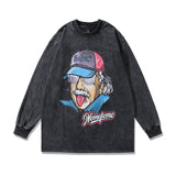 Men Long Sleeve Shirt Vintage Distressed Long Sleeve T-shirt Men's and Women's round Neck Sweater Base
