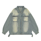 Men Denim Jacket Men's American Style Loose Washed White Denim Jacket
