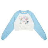 Women Hoodie Printed Short Sweater Women's round-Neck Casual Autumn Color Matching