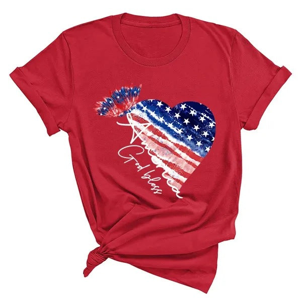 Women's Independence Day T Shirt round Neck Short Sleeve T-shirt