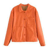 Women T-Shirt Loose Women's PU Leather Long Sleeve Shirt