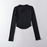 Women T-Shirt Long-Sleeved T-shirt Bottoming Shirt Short Top