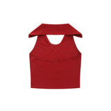 Women Vest Lapel Sleeveless Vest Short Girls' Summer Top