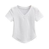 Women T-Shirt Summer V-neck Short Sleeve T-shirt