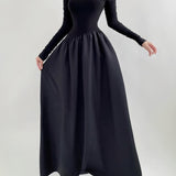Women Dresses Fall off-Shoulder Slim Fit Elegant Dress Stitching Dress
