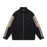 Men Hoodie Sports Stand Collar Cardigan Sweater Casual Loose Stitching Contrast Color Long Sleeves Half Turtleneck Coat