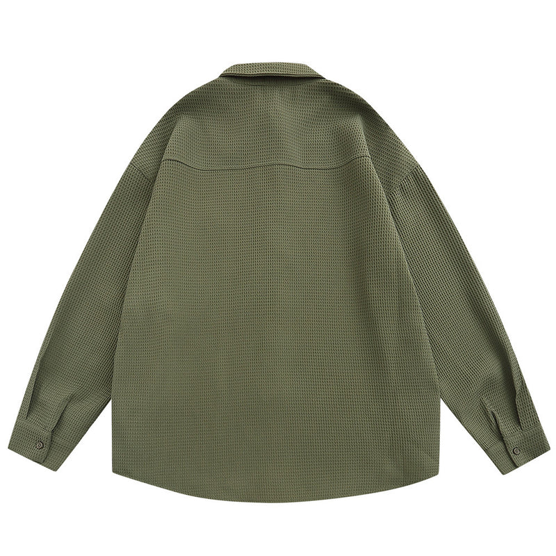 Men Long Sleeved T Shirt Simple Style Long Sleeve Shirt Men's Ins Loose Lapels Shirt Fashion
