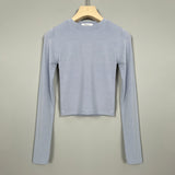 Women Long Sleeve Shirt Short Long Sleeve Top Female