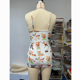 Women's Desses Printing Slip Dress Women's Summer Tight Waist Hip Skirt